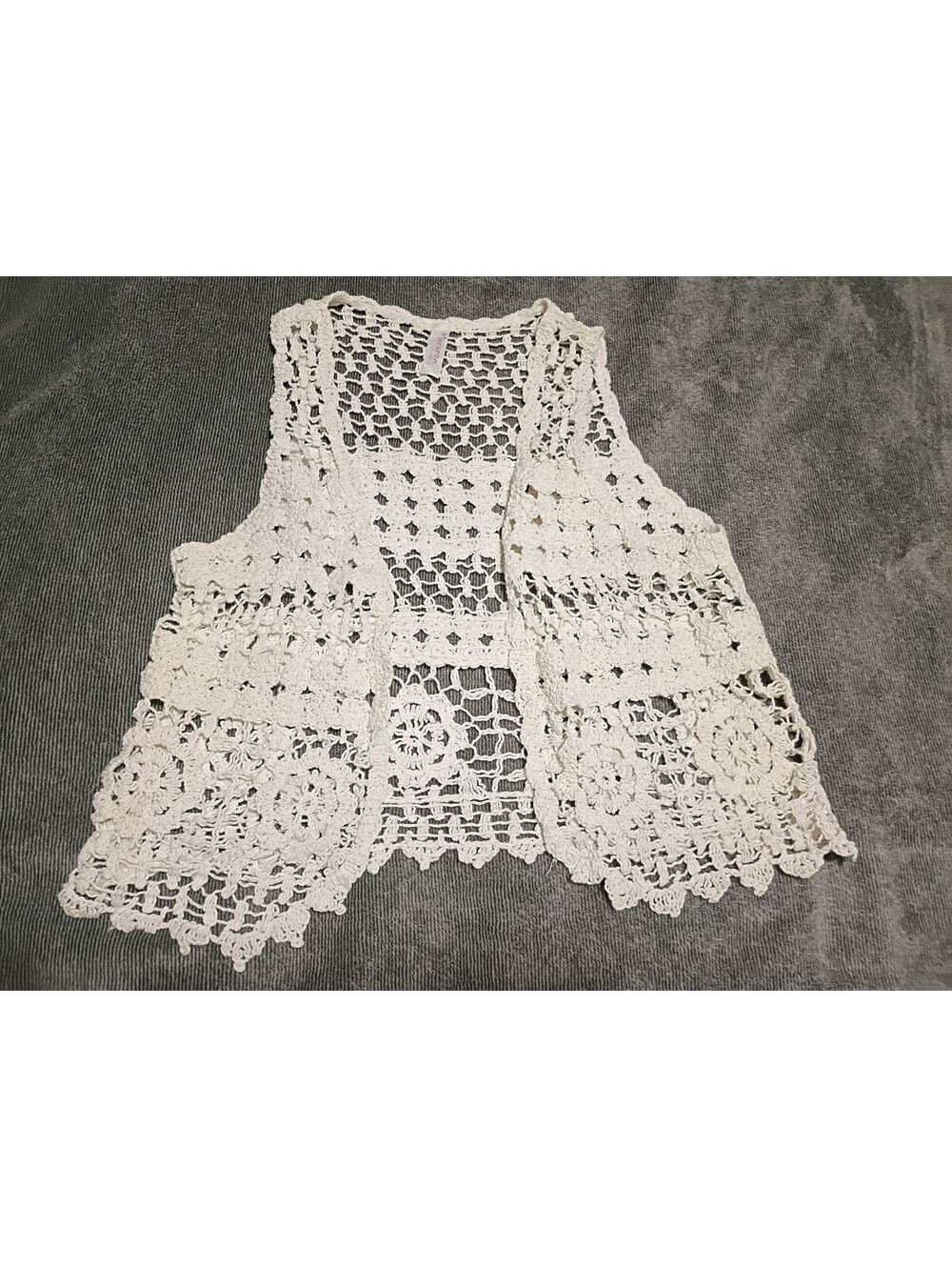 Macaren USA White Crocheted Cotton Vest
